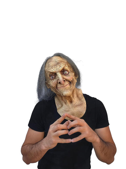 Hagatha, Máscara de Bruja Vieja Vidente de Miedo, Disfraz de Hechicera Viejita Aniciana Ideal para Halloween y Fiestas de Disfraces