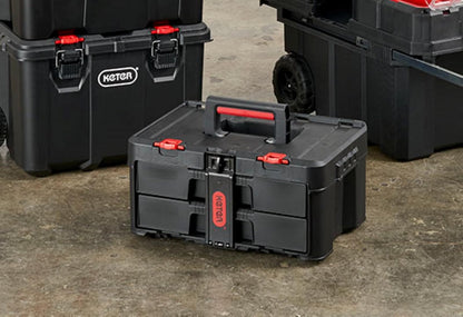 Keter Stack-n-Roll - Caja de herramientas de dos cajones para piezas pequeñas y accesorios de herramientas eléctricas, se adapta al sistema modular de almacenamiento de herramientas Keter