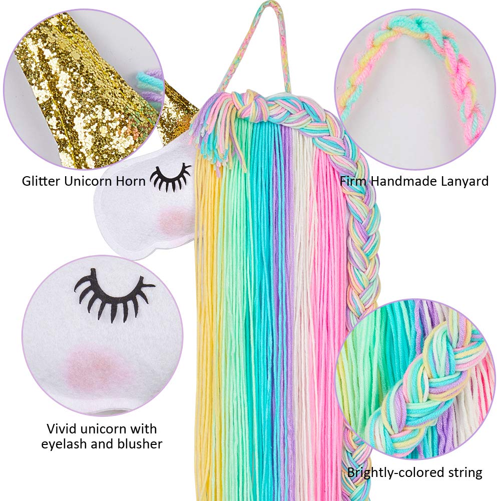 FIOBEE Soporte de lazo para el pelo de unicornio para niñas, organizador de diadema, almacenamiento de unicornio, colgante de pared, decoración del hogar para habitación de niñas