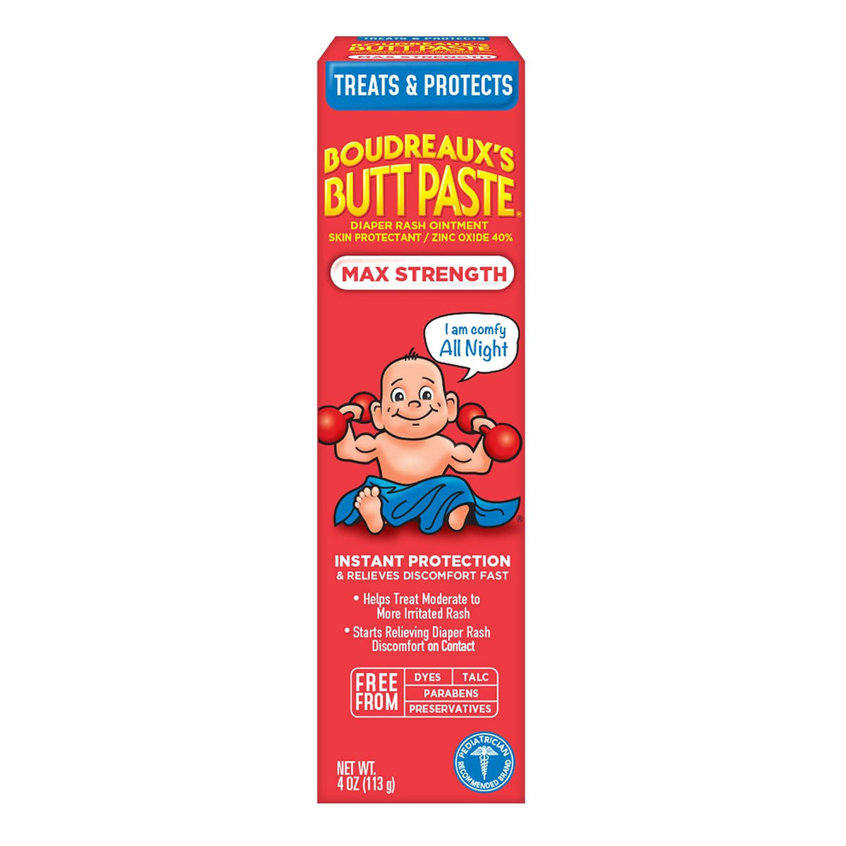 Boudreaux's Butt Paste Ungüento Tratamiento Sarpullido de Pañal Fuerza Máxima 4 oz