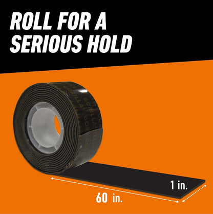 Gorilla - Cinta de montaje de doble cara, resistente, Paquete de 2, Gorilla 6055001-2 Double-Sided Heavy Duty Mounting Tape (2 Pack), 1" x 60", Black