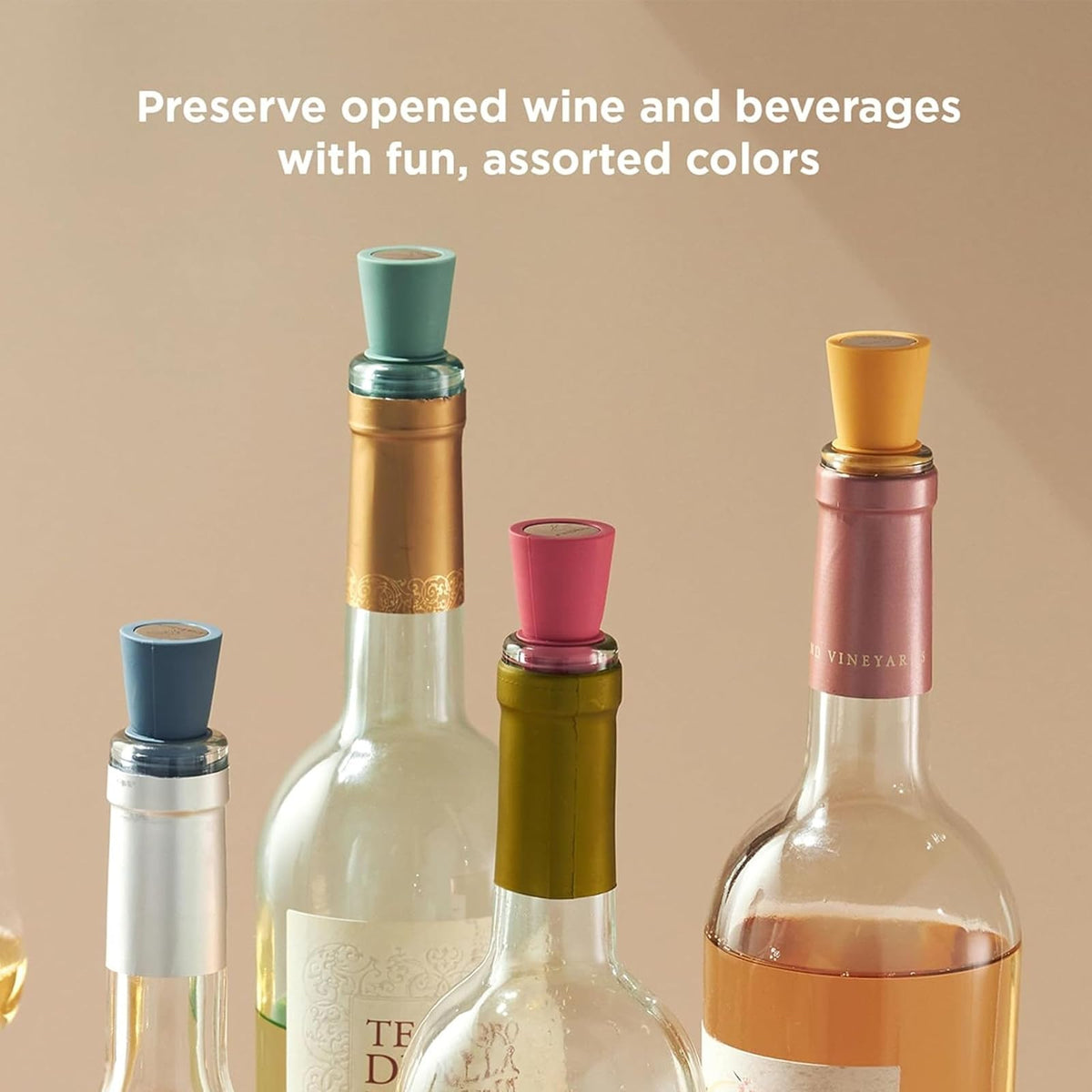 Tapones para botellas de vino y bebidas de conejo con tapa de agarre (rosa, juego de 2)
