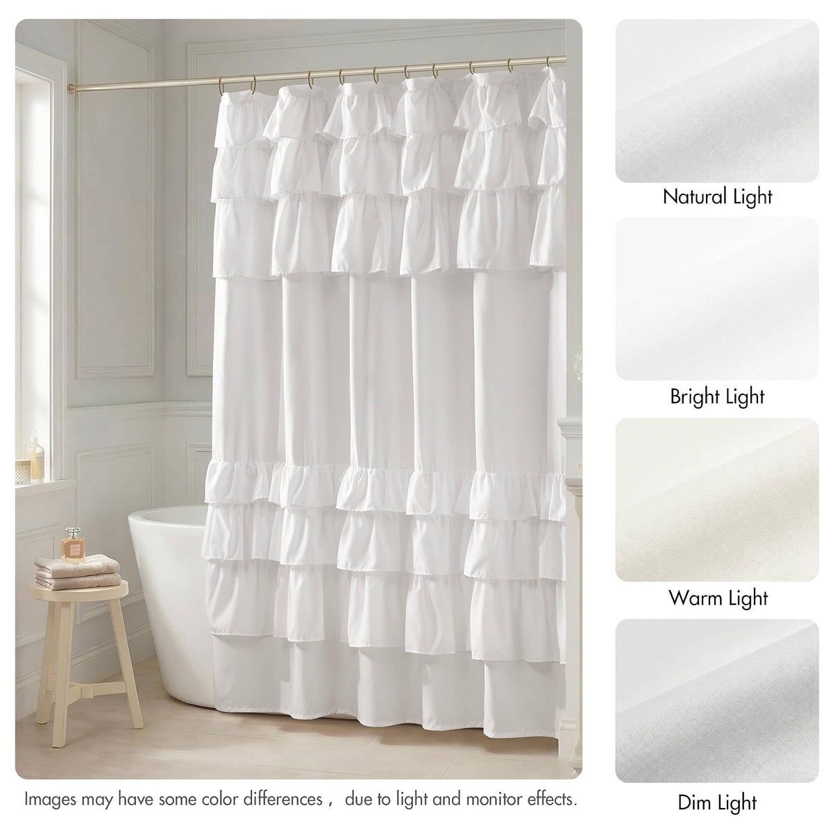 Madison Park Grace - Cortina de Ducha Blanca para baño, 72 x 72 Pulgadas, Color Blanco