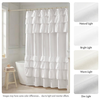 Madison Park Grace - Cortina de Ducha Blanca para baño, 72 x 72 Pulgadas, Color Blanco