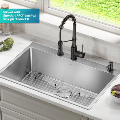Kraus Dispensador de jabón y loción de Cocina en Acero Inoxidable Negro sin Manchas, KSD-54SFSB