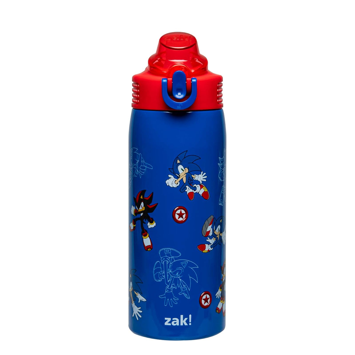 Zak Designs Sonic the Hedgehog Sage - Botella de agua para niños para la escuela o los viajes, botella de agua de acero inoxidable de 19 onzas con popote, mango y a prueba de fugas, cubierta de
