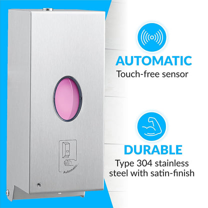 Bobrick B-2012 Dispensador automático de jabón líquido para Montar en la Pared, Acero Inoxidable, Capacidad de 30 onzas líquidas