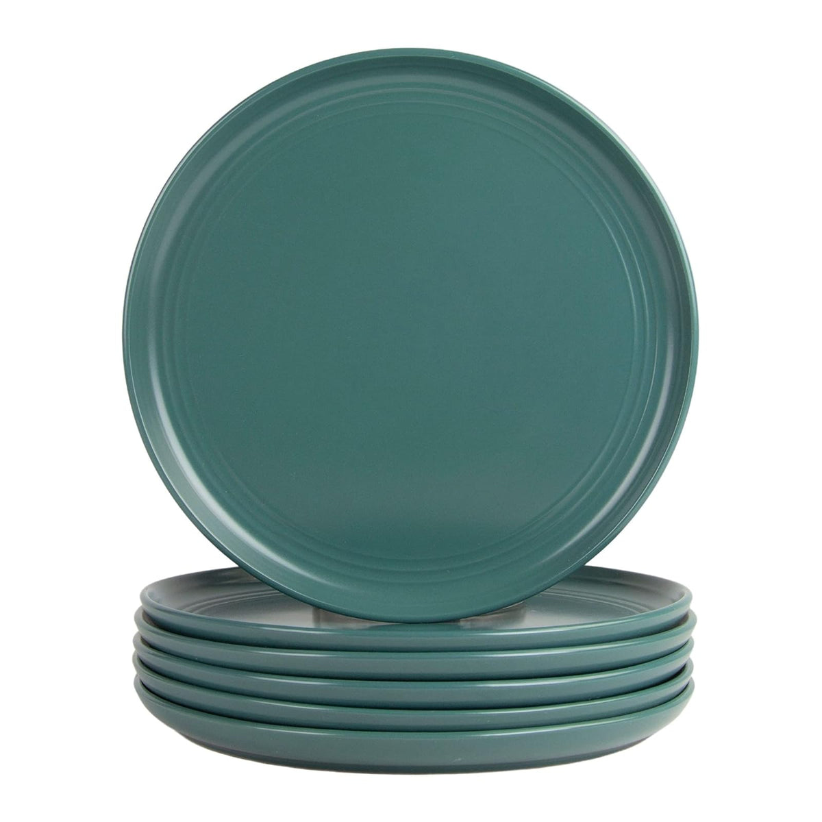 Double Line - Juego de 6 platos de cena de 26,7 cm, color verde esmeralda