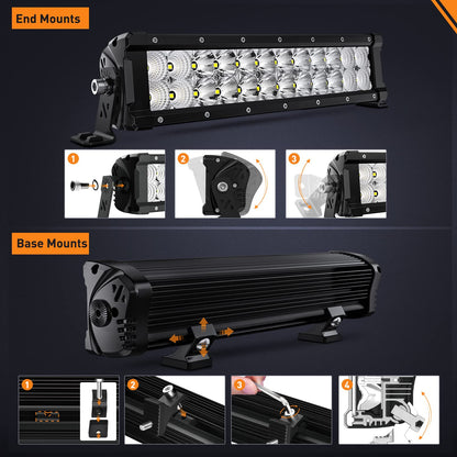 Nilight - Barra de luz LED de 13.5 pulgadas, 120 W, haz combinado de punto de inundación, 14400 lm, Osram P8/5 W, iluminación todoterreno, luz LED IP68, para camioneta, SUV, ATV, UTV, barco, 4 x 4, Jeep, 5 años de garantía