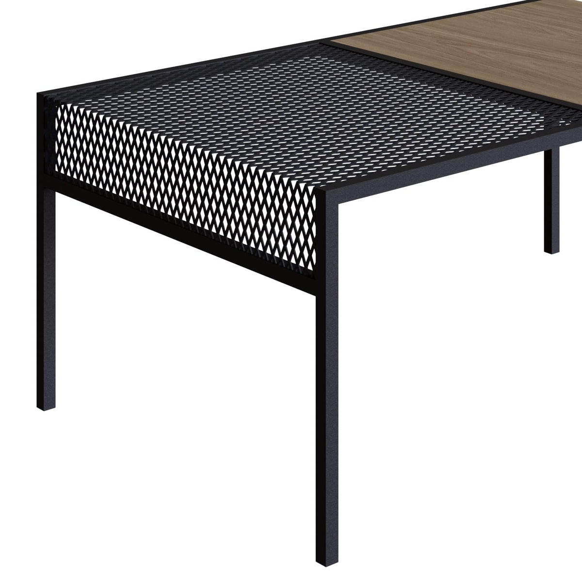 TUGOW Alterego Mesa de Centro Ted Rectangular Color Negro y Madera con Estructura Metálica de Acero MDP