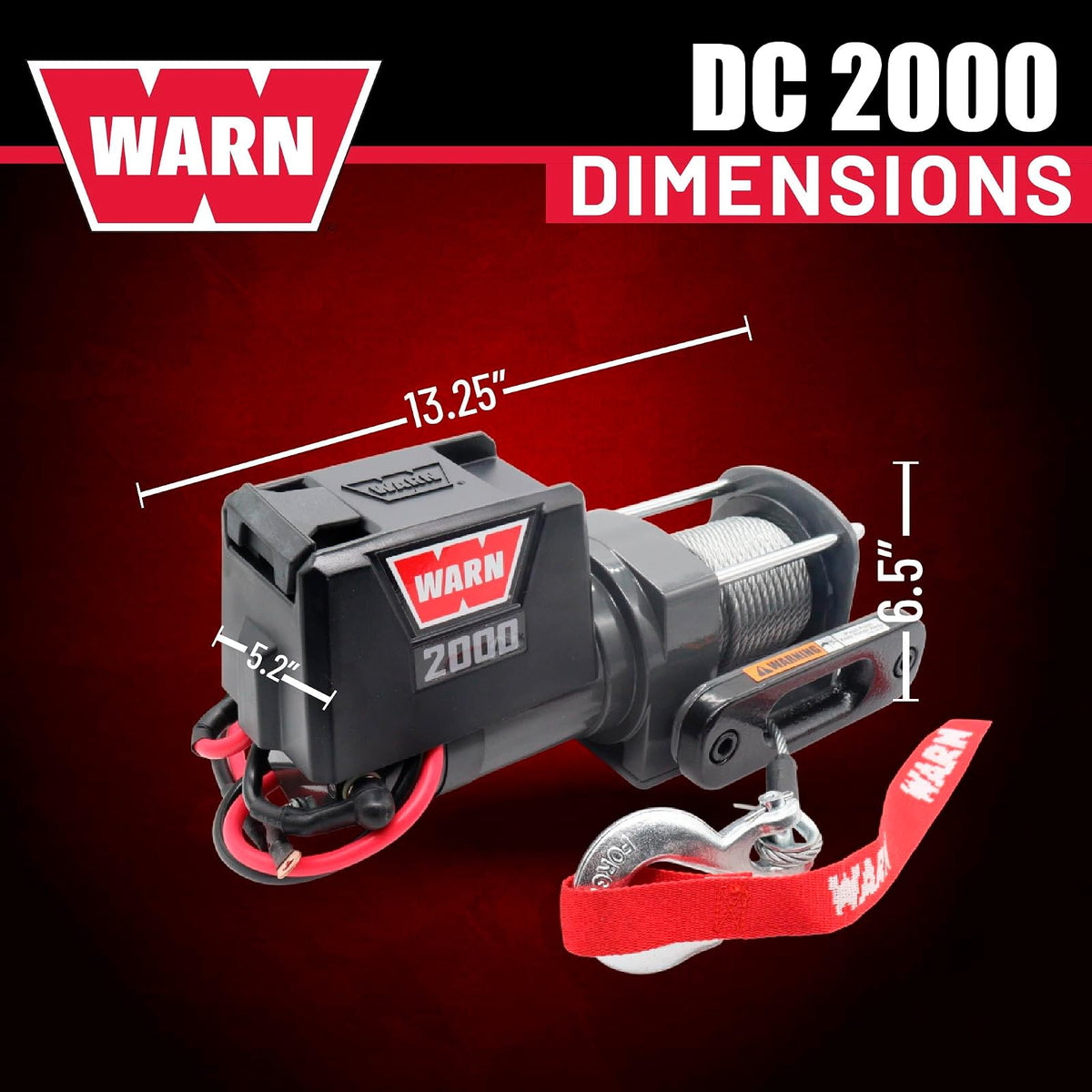 WARN 92000 - Cabrestante eléctrico montado en vehículo serie 2000 de 12 V CC con cable de acero: capacidad de tracción de 1 tonelada