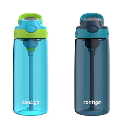 Contigo Aubrey Botella de Agua a Prueba de Fugas para Niños, 20 Oz, Paquete de 2 - 20 fl oz (Pack of 2) - Frambuesa azul - lima fresca y arándano - enebro