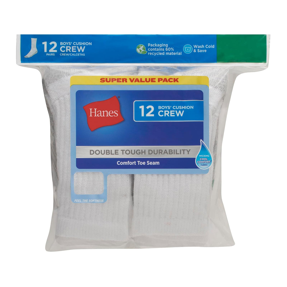 Hanes Classics - Calcetines para niño (12 unidades), Negro, 9-2.5/Medium