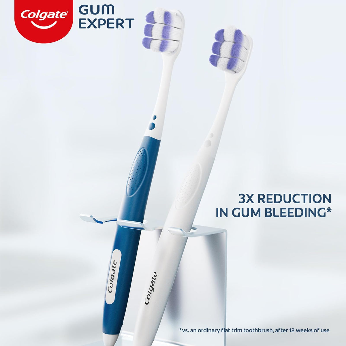Colgate - Cepillo de Dientes Manual Ultra Suave Gum Expert - Paquete de 2 - Morado