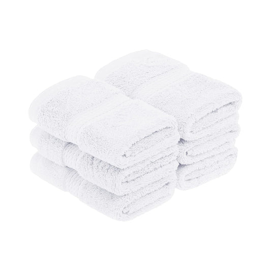 Superior, 900 gram, Long-Staple Combed Cotton 6-Piece Face Towel Set, White | Juego de toallas de lujo de secado rápido, artículos esenciales de baño para baño, baño de invitados, spa, cara de 2 piezas