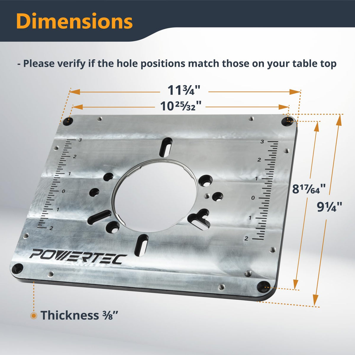 POWERTEC Placa de inserción de mesa de enrutador Bosch, DeWalt, Makita y | Placa de inserción de aluminio de precisión, tornillo de nivelación, pasador de arranque para carpintería con tablas de