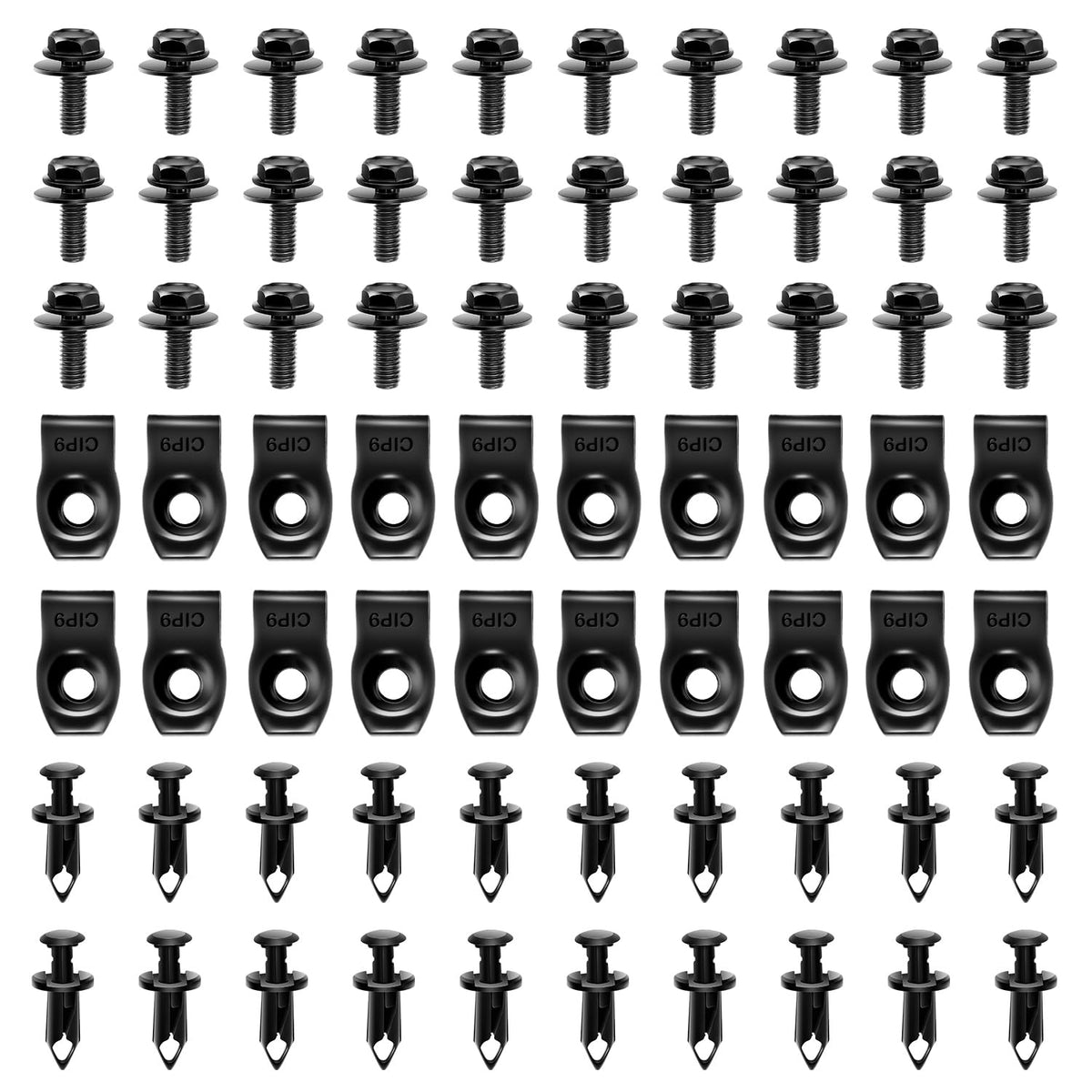 GOOACC GRC-100 Kit de 70 Piezas de Sujetadores de Nailon para Cubierta de Motor Guardabarros Carrocería