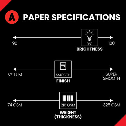 Accent Opaco, cubierta lisa, blanco, 80lb, 97 brillante, hojas, fabricado en los Estados Unidos, Carta, Blanco, 250 Sheets
