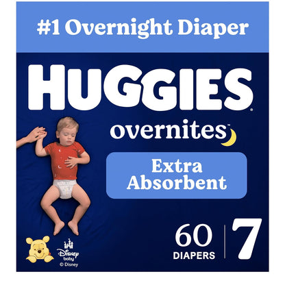 Huggies Overnites Nighttime Baby Diapers, Size 7 (41+ lbs), 60 Ct