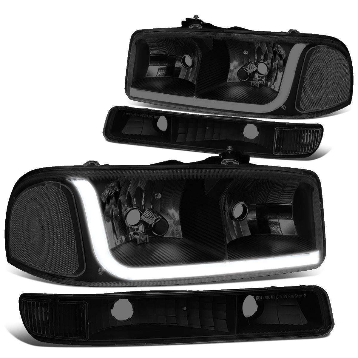 DNA Motoring Faros LED DRL para Sierra y Yukon 1999-2007 - Black - Smoked - Clear