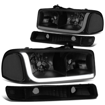 DNA Motoring Faros LED DRL para Sierra y Yukon 1999-2007 - Black - Smoked - Clear