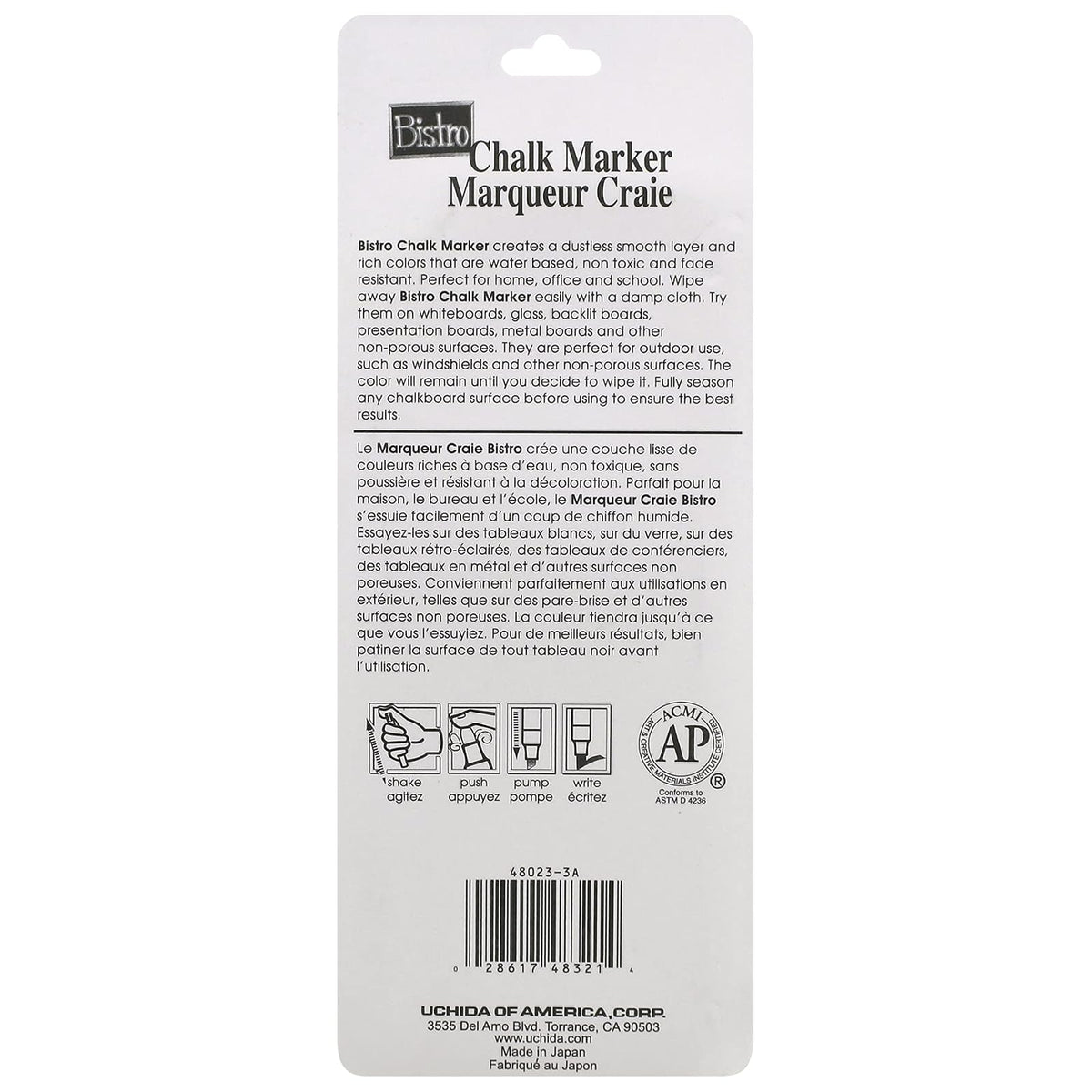 UCHIDA 48023-3A - Marcador de gis, 3 tamaños de punta, color blanco