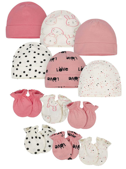Onesies Brand Manoplas Juego de gorro y manoplas de 12 piezas Juego de gorro y manoplas de 12 piezas Bebé-Niñas