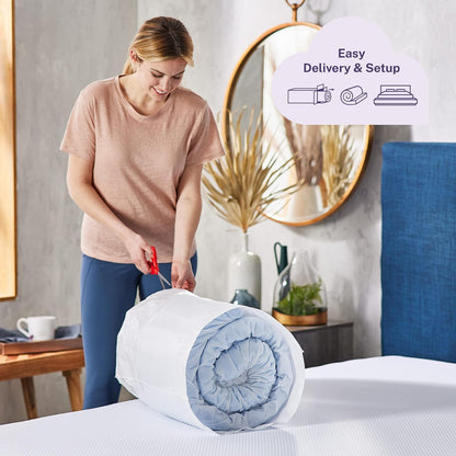 Sleep Innovations - Cubrecolchón de Doble Capa de Espuma viscoelástica de Gel refrescante, 4 Pulgadas, tamaño matrimonial, Funda Superior de Almohada
