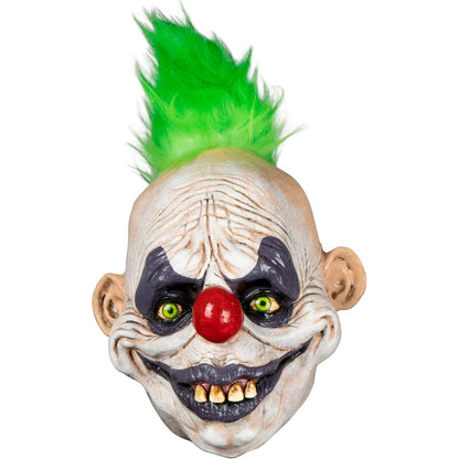 Ghoulish Productions Máscara Clown Zippy de Látex – Payaso de Terror con Cabello Verde y Nariz Roja – Diseño Realista con Detalles Pintados a Mano – Ideal para Halloween, Disfraces y Coleccionistas