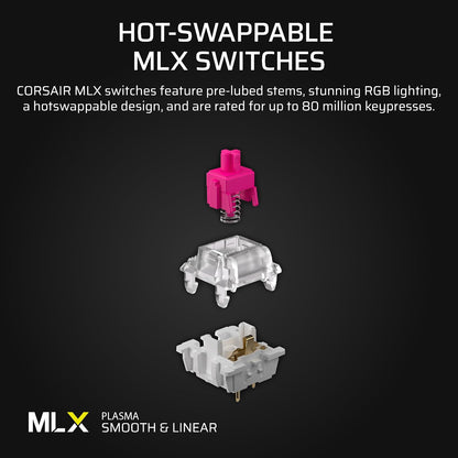 Corsair Vanguard 96 Teclado mecánico para juegos con cable – 96% diseño, interruptores lineales de plasma MLX, sondeo de 8000 Hz, visualización LCD, cubierta de flujo virtual, teclas G, SOCD Flashtap