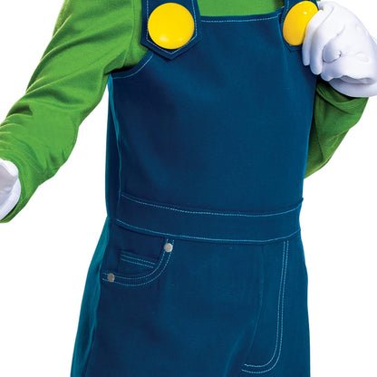 Disfraz de Luigi para niños, disfraz oficial de Super Mario Bros y accesorios para niños, tamaño (4-6)