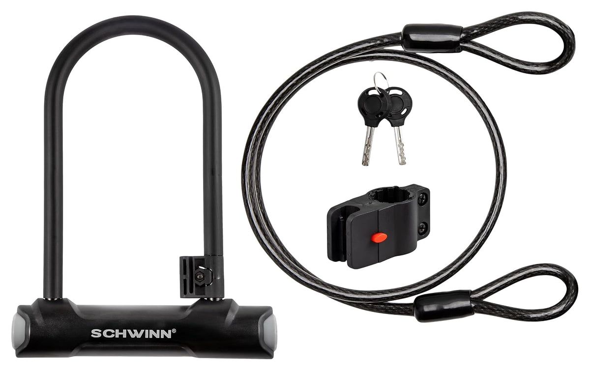 Schwinn - Cerraduras de Bicicleta, Cerradura en U o Opciones de Bloqueo Iluminado, Resistente antirrobo, Cerradura para Equipos al Aire última intervensión y Bicicleta