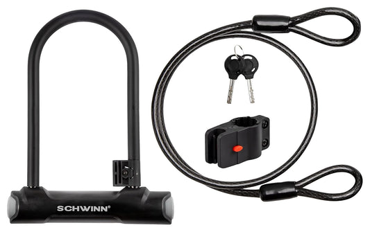 Schwinn - Cerraduras de Bicicleta, Cerradura en U o Opciones de Bloqueo Iluminado, Resistente antirrobo, Cerradura para Equipos al Aire última intervensión y Bicicleta