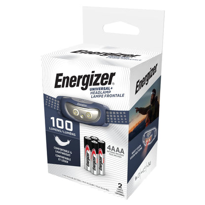 Energizer Universal+ - Faros delanteros LED (2 unidades), IPX4 resistentes al agua, luz de cabeza brillante para exteriores, camping, correr, tormenta, luz LED de supervivencia para emergencias
