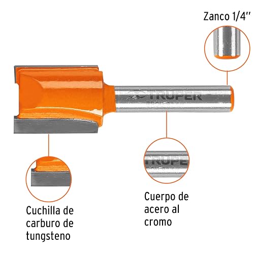Truper BROU-R2-5/8, Broca para router, recta 2 filos, 5/8"