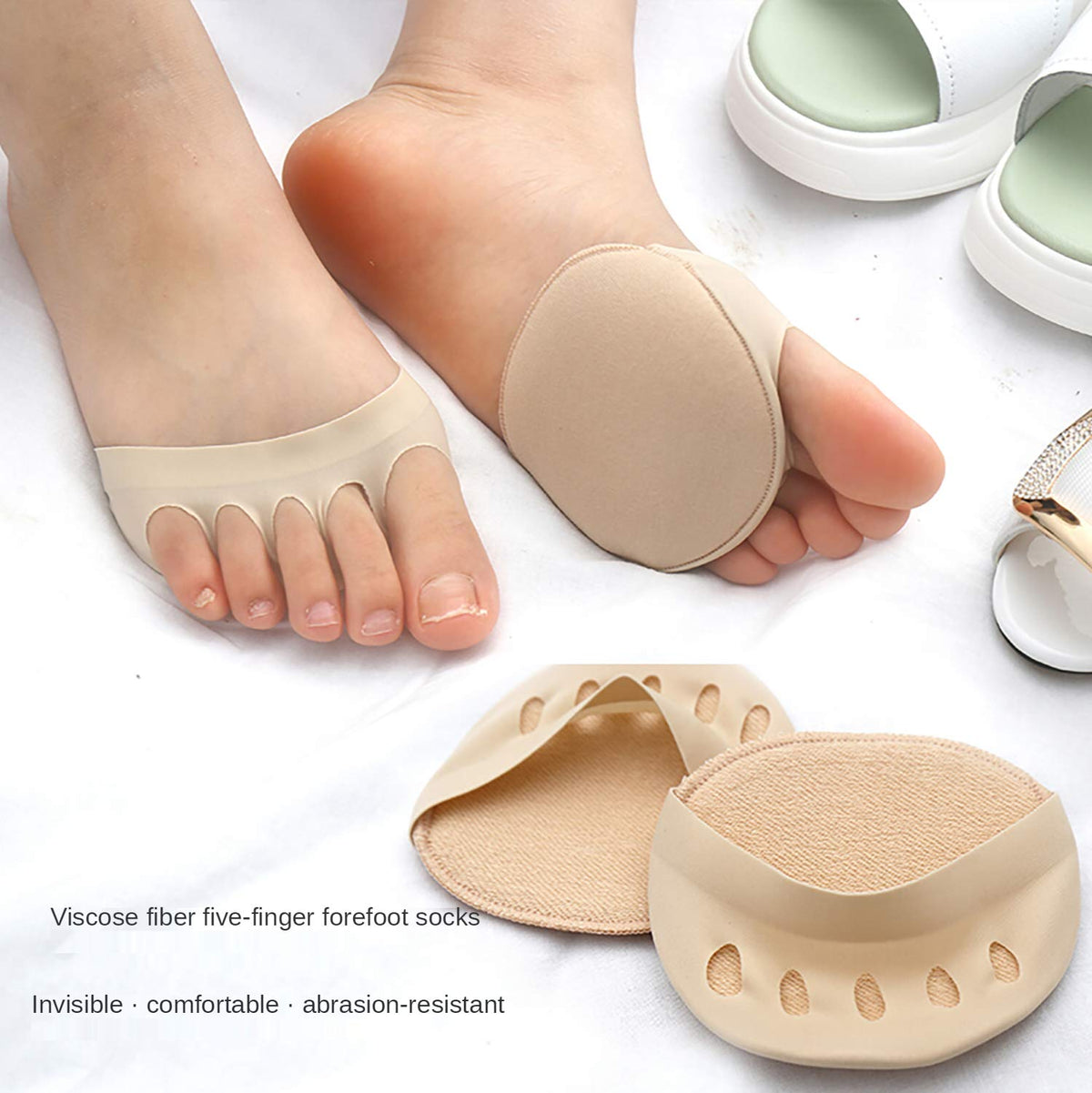 SooGree - Calcetines para dedos de los pies, 7 pares de almohadillas para orejas de tela suave de panal, almohadillas para orejas reutilizables para mujer, almohadillas para orejas metatarsianas para alivio del dolor, protector de calcetines metatarsianos