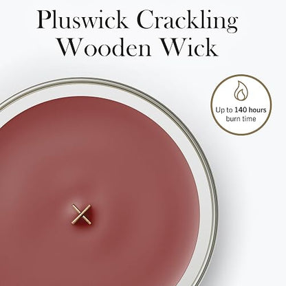 WoodWick - Vela grande de reloj de arena de canela, mezcla de soja de primera calidad, mecha de madera Pluswick, fabricada en Estados Unidos