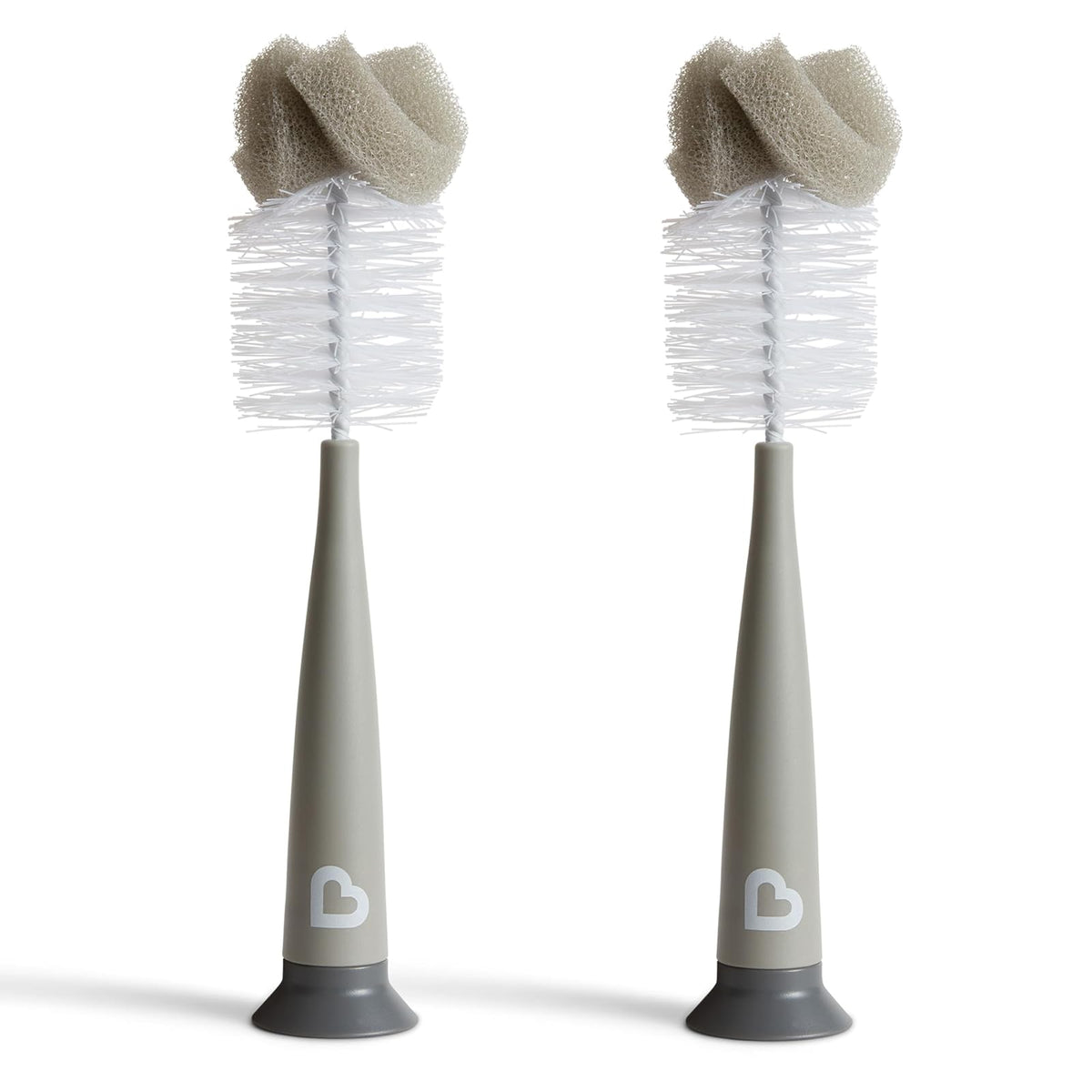 Munchkin Sponge Cepillo para Biberón y Tetina, 2 Unidades - cepillo para polvo de botella moderno, gris