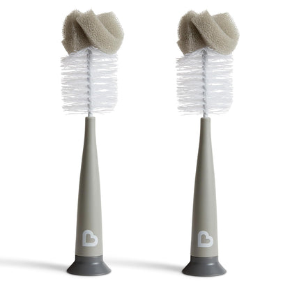 Munchkin Sponge Cepillo para Biberón y Tetina, 2 Unidades - cepillo para polvo de botella moderno, gris