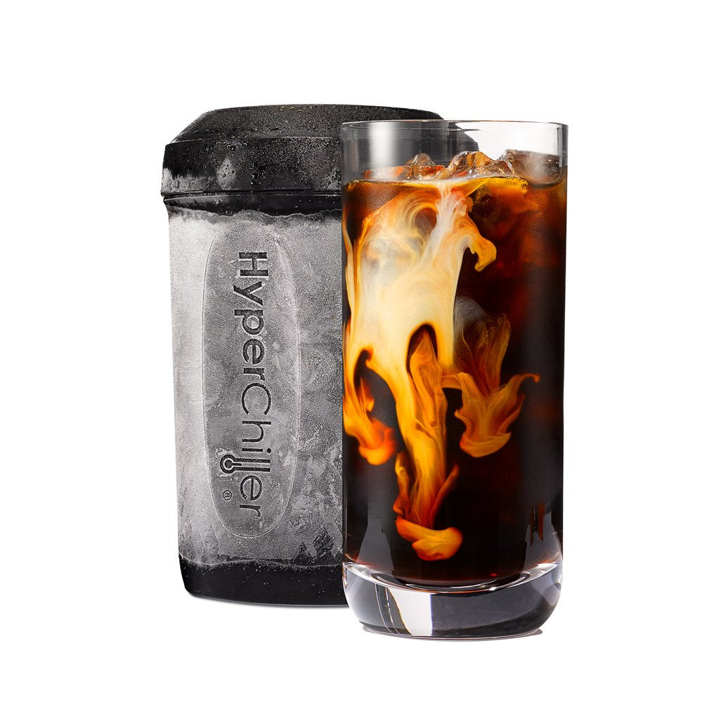 HyperChiller Maxi-Matic enfriador instantáneo patentado para café/bebidas, listo en un minuto, reutilizable para té helado, vino, licores, alcohol, jugo, 12 onzas, color negro