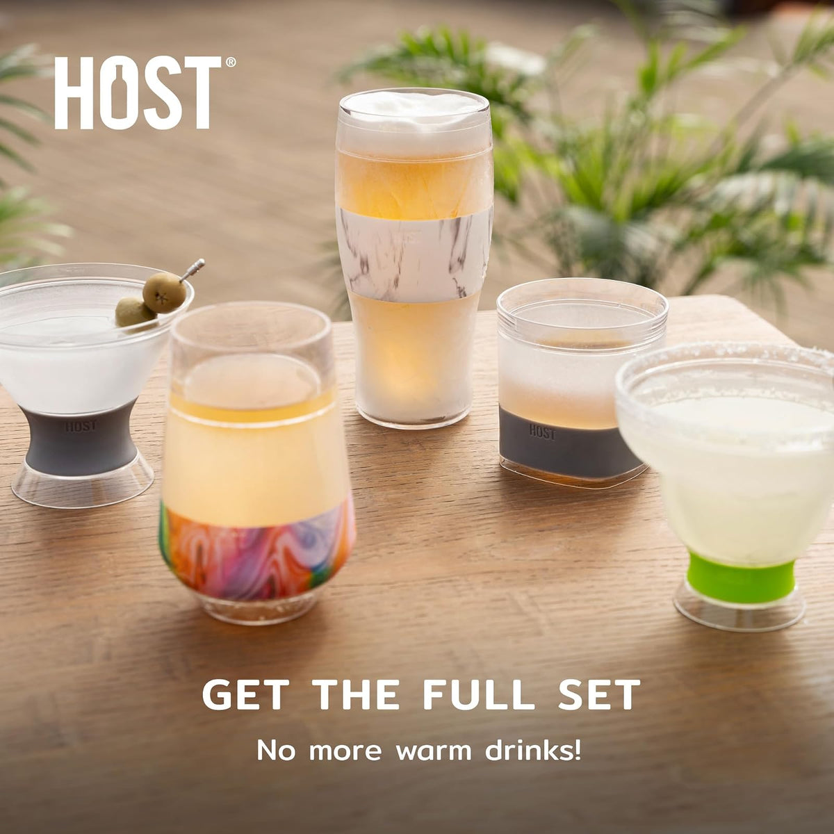 Host Copas de cerveza Freeze de 16 onzas, enfriador de gel de congelación de doble pared de plástico, juego de 2, color negro