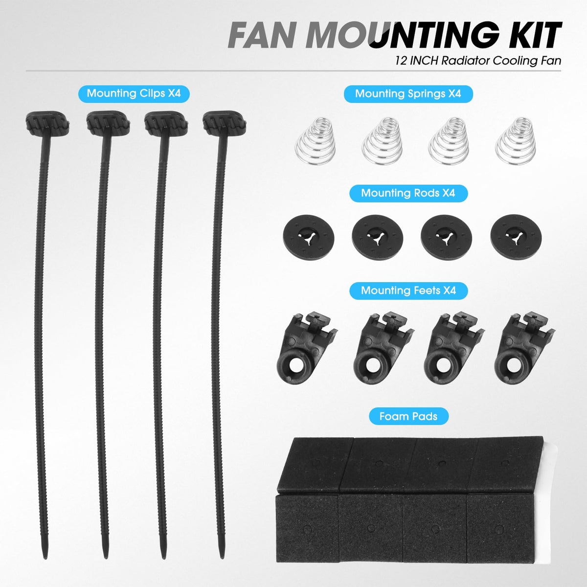 DNA MOTORING - Kit de 2 piezas de 12 pulgadas para radiador eléctrico con interruptor de cableado, kit de relé universal de alto rendimiento y ventilador delgado con kit de montaje, RAF-12X2+SW-KIT
