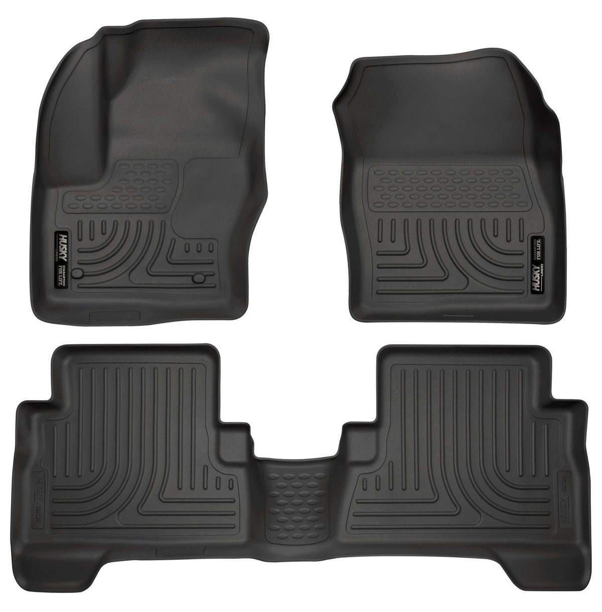 Husky Liners Weatherbeater - Alfombrillas para Ford Escape 2013-2019; Ford C-MAX 2013-2018 | Frente y 2ª Fila, 3 Piezas Negras - 99741 - Negro - - Front & 2nd Row