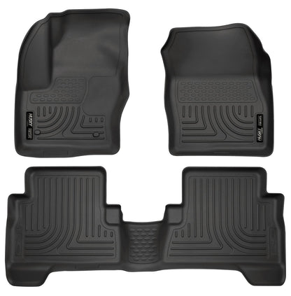 Husky Liners Weatherbeater - Alfombrillas para Ford Escape 2013-2019; Ford C-MAX 2013-2018 | Frente y 2ª Fila, 3 Piezas Negras - 99741 - Negro - - Front & 2nd Row