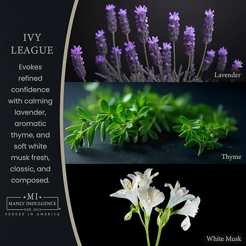 Manly Indulgence Ivy League - Velas perfumadas para hombres, 16 onzas, vela del día del padre, 60 horas, velas perfumadas para el hogar, fabricadas en los Estados Unidos