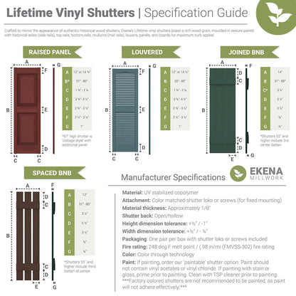 Ekena Millwork LVSL0012BD 3" Lifetime Vinyl Shutter-Lok's, Bordeaux