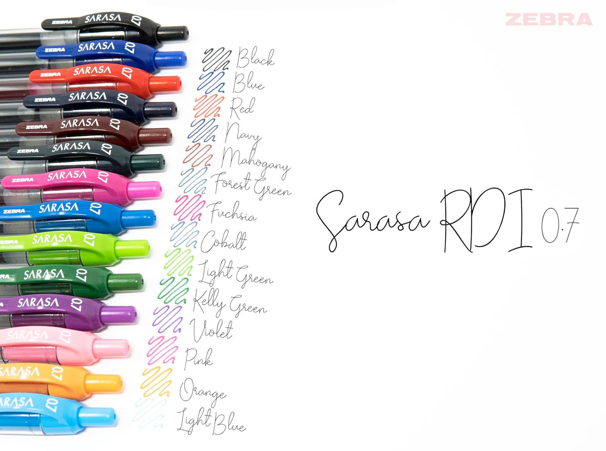 Zebra Sarasa Rapid Dry Ink Gel Retractable Pen, 0.7mm, Fashion Assorted, 14 Pack (46824)