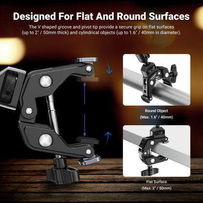 NEEWER 22" Brazo Mágico con Abrazadera Soporte para Móvil con Cámara de Escritorio con Brazo Articulado Doble Rótula 1/4" 3/8" Rosca para ARRI Compatible con iPhone DSLR Action Camera Luz Video, UA057