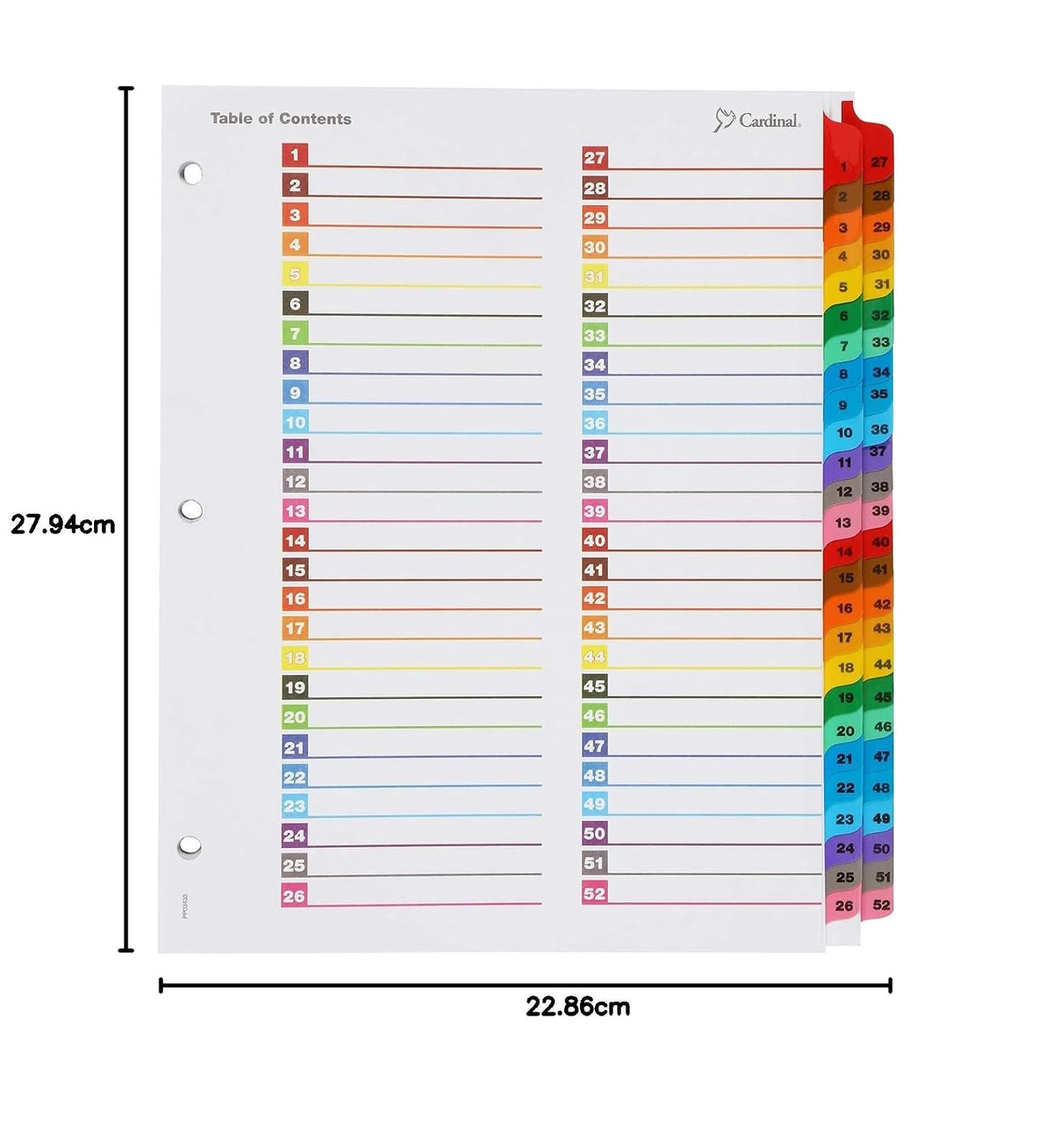 Cardinal by TOPS Products OneStep Printable Table of Contents and Index Dividers, 52-Tab, Numbered, Multi-Color (60990)