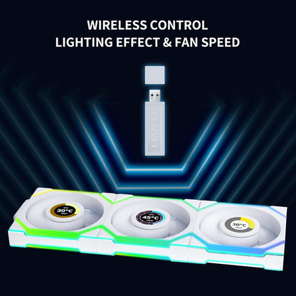 Lian Li Uni Fan SL LCD inalámbrico ARGB Ventilador de 120 mm – Triple Pack – LCD de 1.6 Pulgadas – Señal inalámbrica de 2.4 GHz para RGB y Control de Ventilador, diseño de Cadena Margarita, Driver